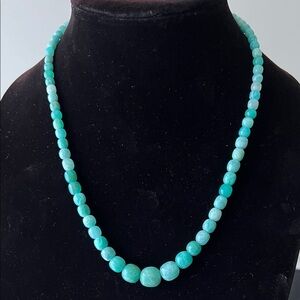 Elegant Blue Gemstone Beaded Necklace w/ 925 Clasp
